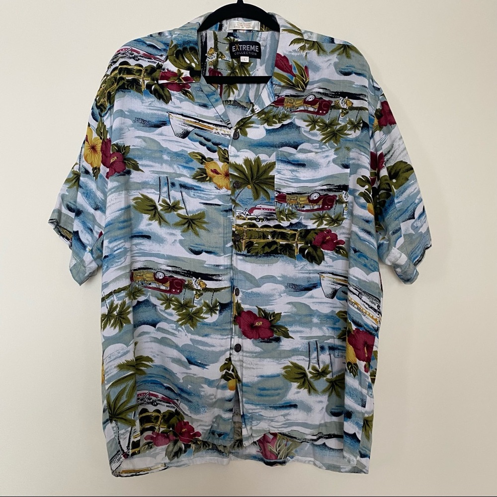 EXTREME collection vintage Hawaiian button down short sleeve shirt sz L